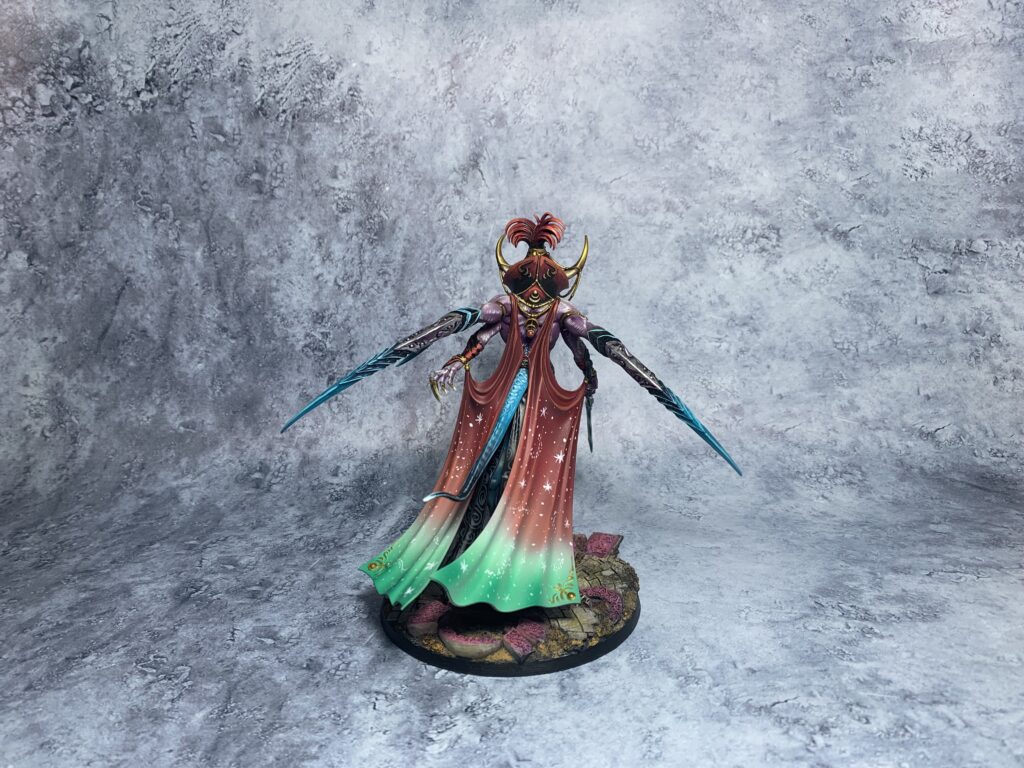 Daemons of Slaanesh in sea blue and pink colours