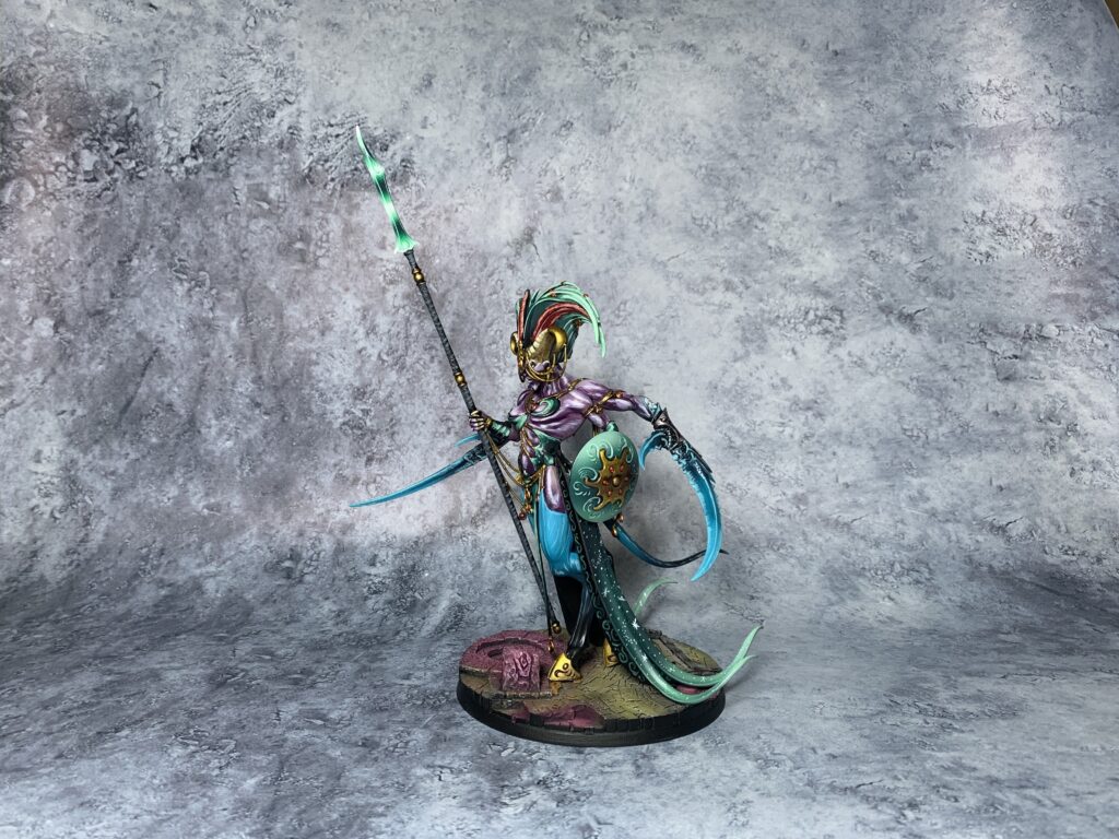 Daemons of Slaanesh in sea blue and pink colours