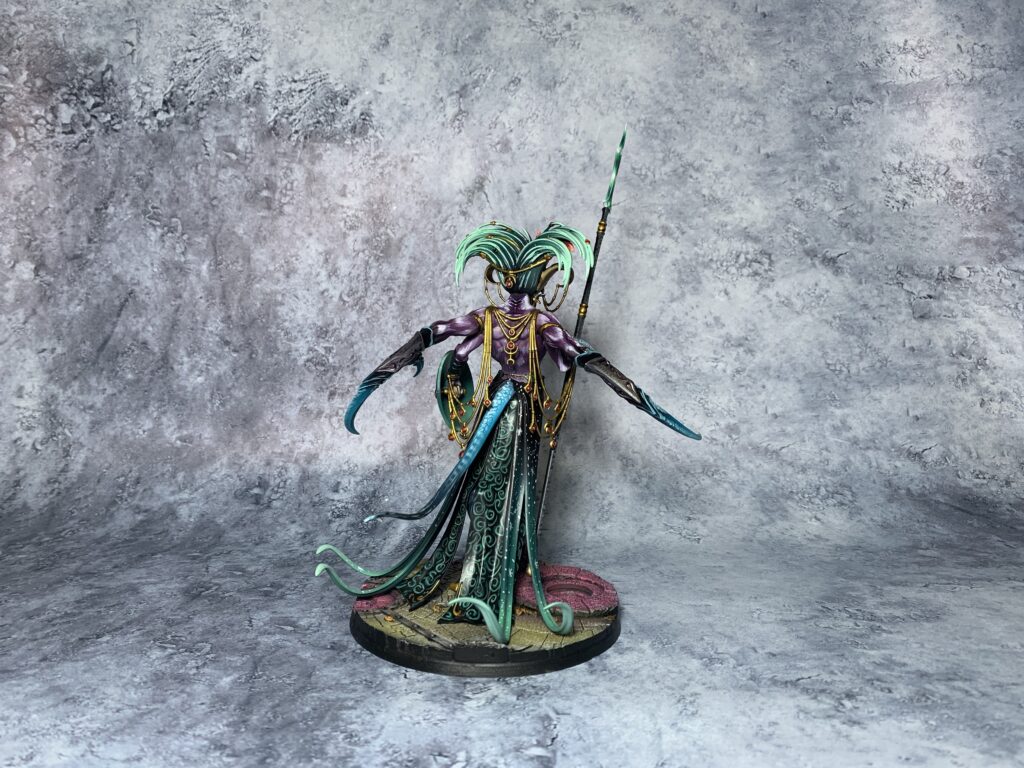 Daemons of Slaanesh in sea blue and pink colours