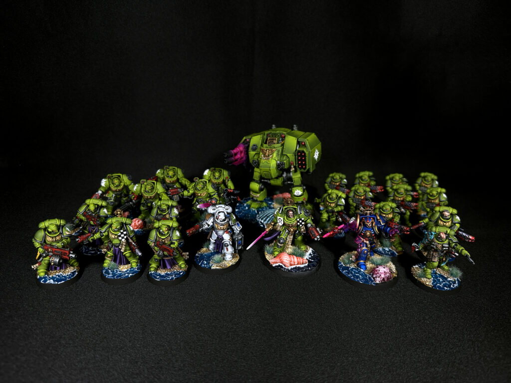 Space Marines Aurora Chapter on water transparent bases