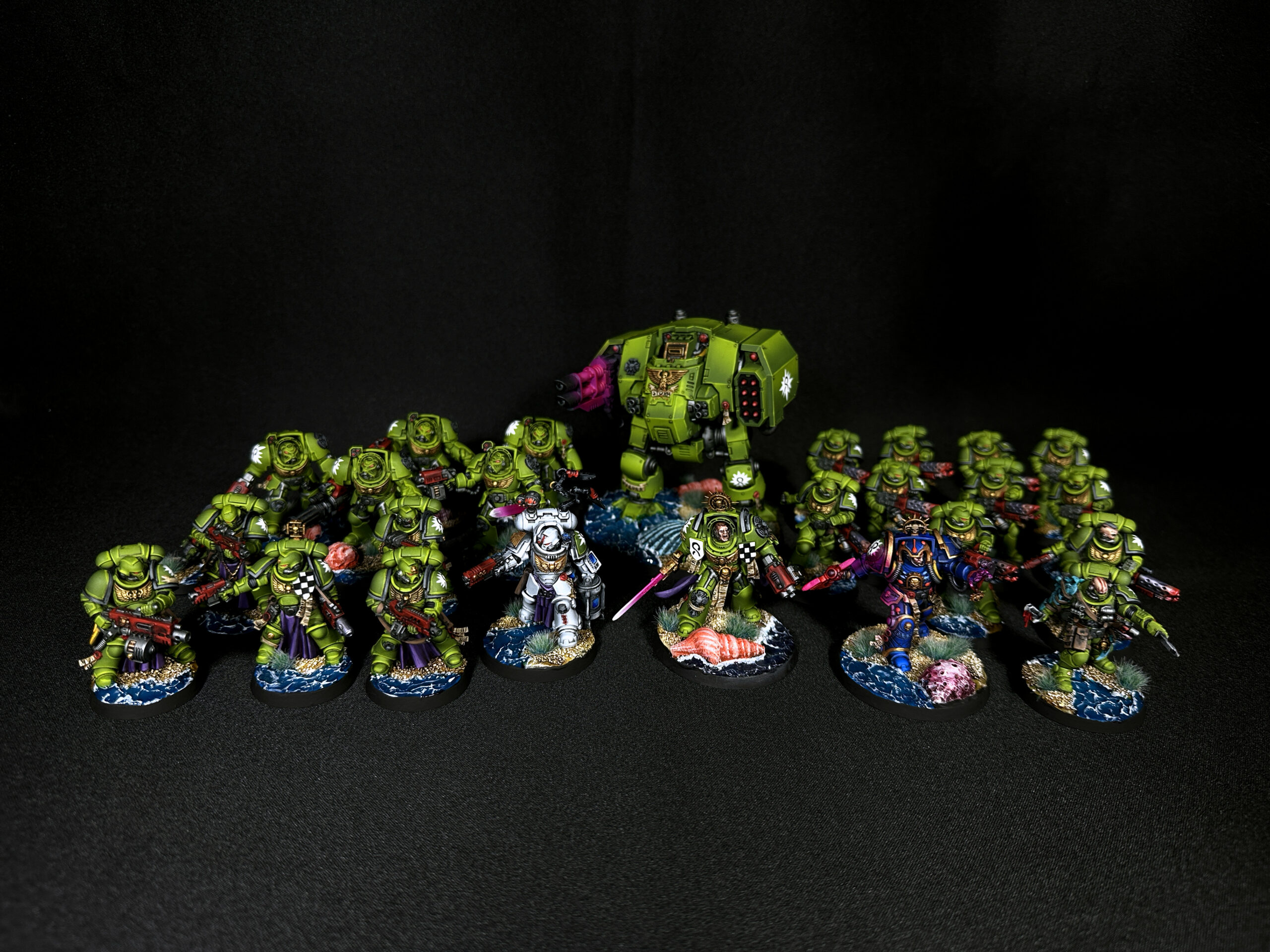 Space Marines Aurora Chapter on water transparent bases