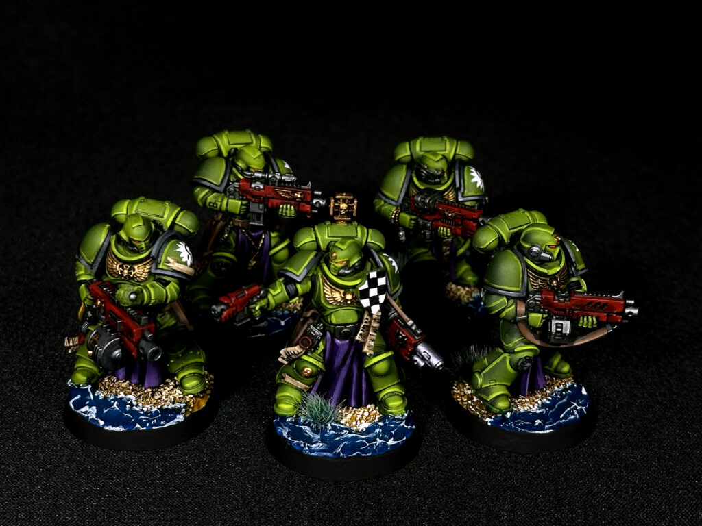 Space Marines Aurora Chapter on water transparent bases