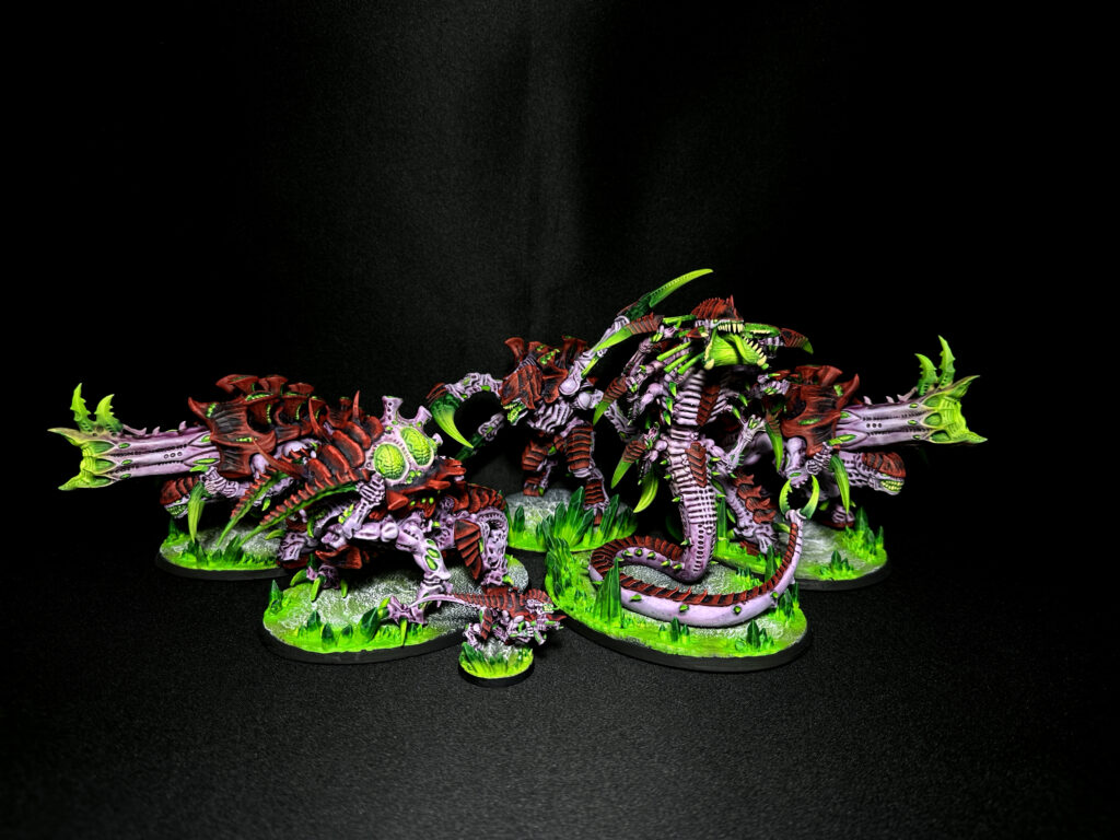 Tyranids from Kraken Hive Fleet painted in toxic colours
